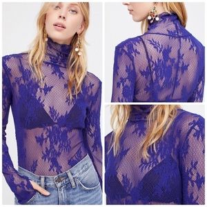 Free People sweet secrets turtleneck blue